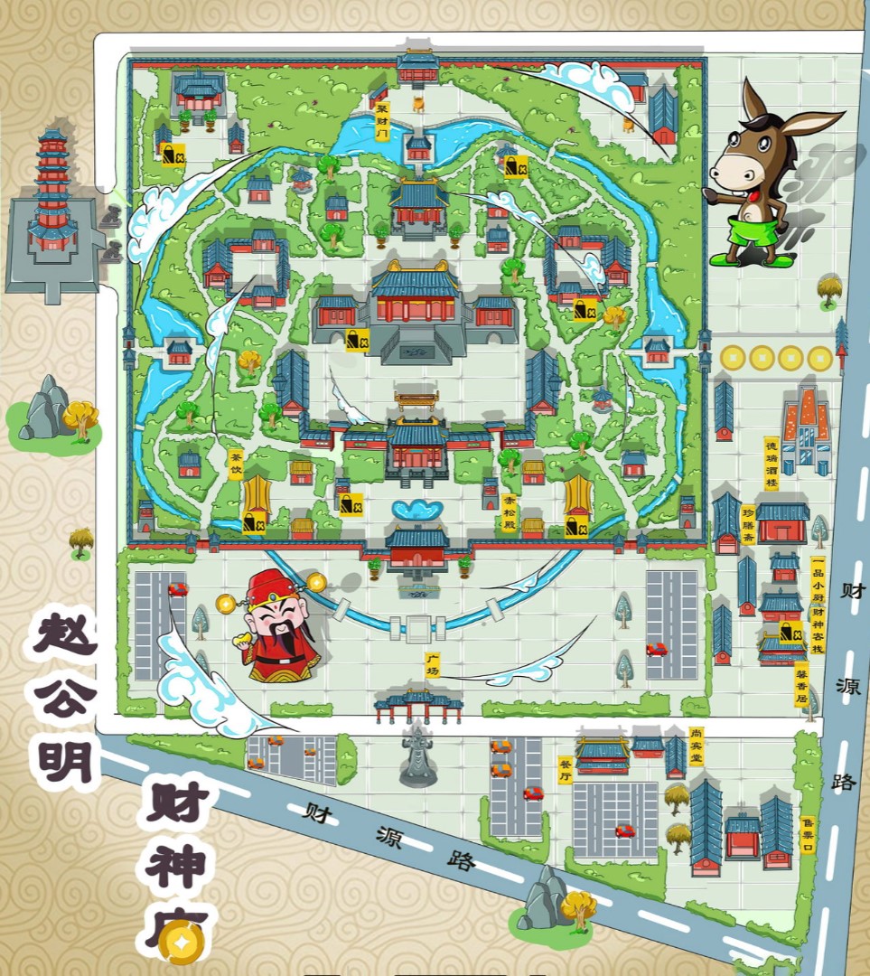 郫县寺庙类手绘地图